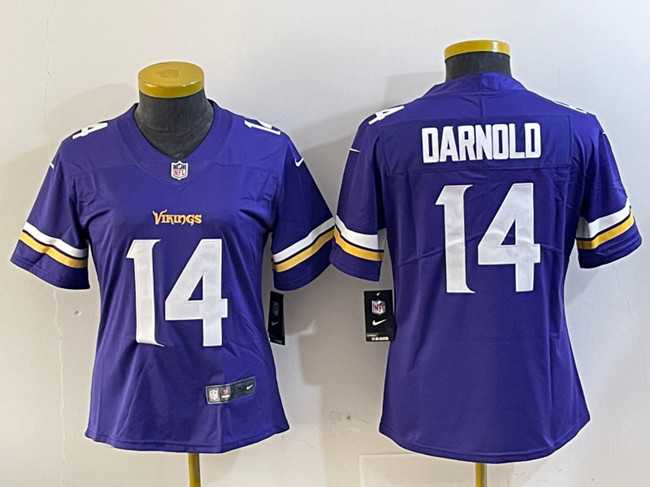 Women%27s Minnesota Vikings 14 Sam Darnold Purple Vapor Untouchable Limited Stitched Jersey